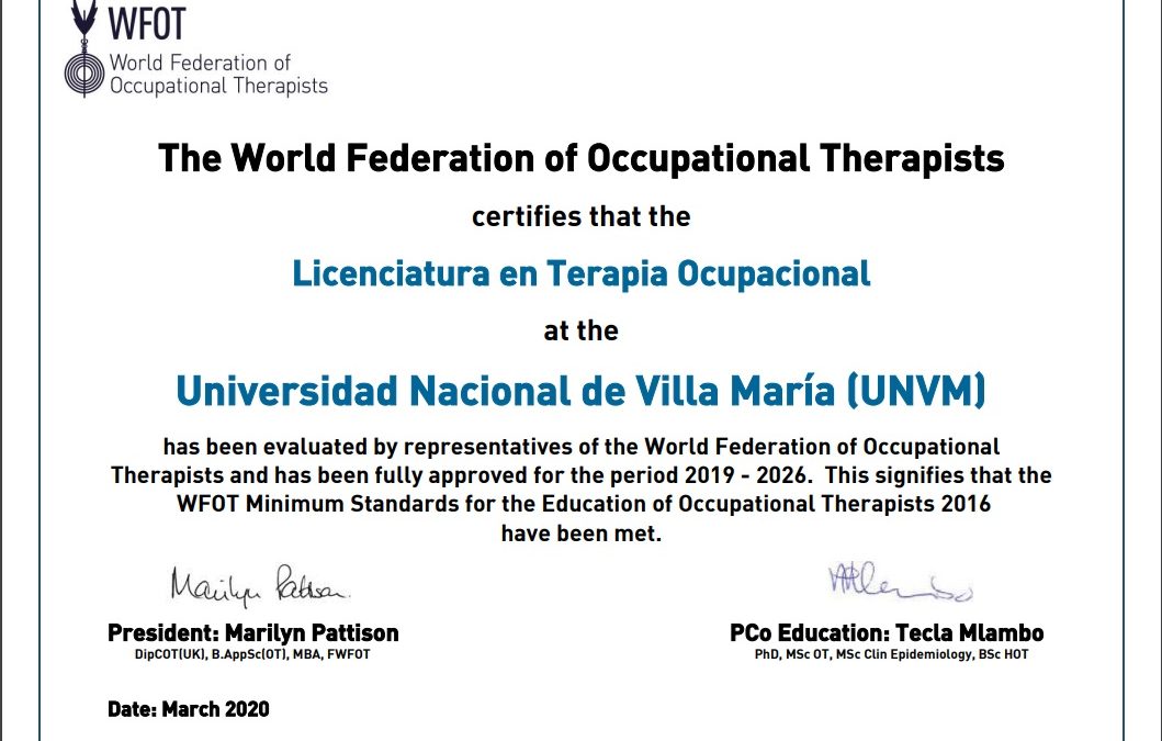 Certificación internacional para la Licenciatura en TO