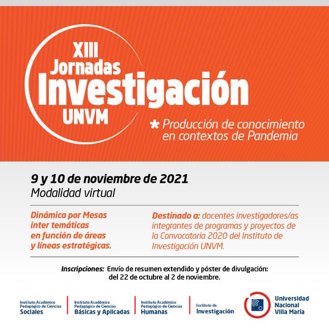 XIII Jornadas de Investigación en la UNVM