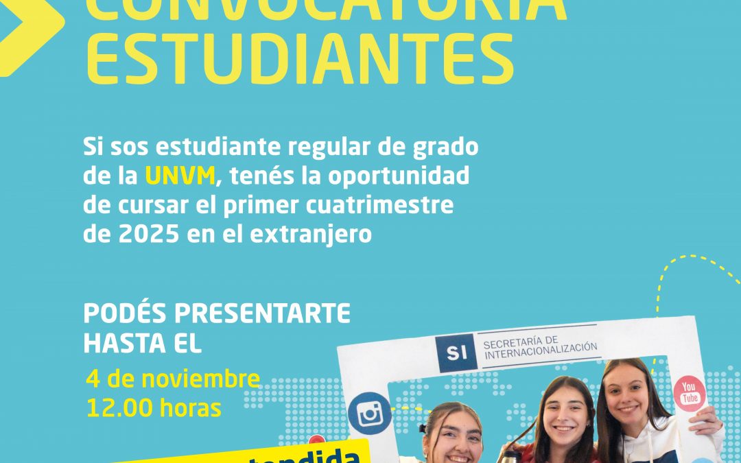 Movilidad: convocatoria abierta para estudiantes de la UNVM